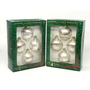 Holiday Time Glass Baseball Christmas Ornaments Set Of 8